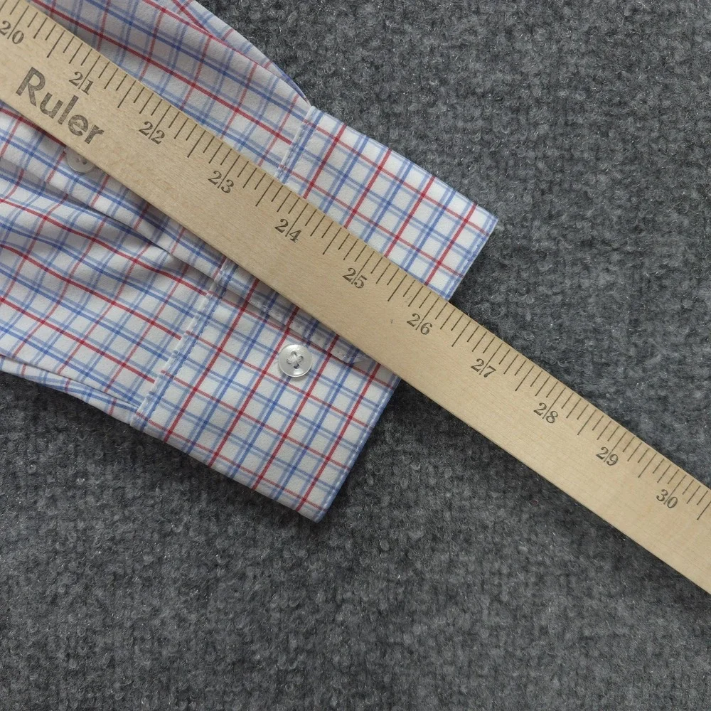 Mizzen‎ Main Shirt Mens XL White Check Performance Stretch Classic Fit Dress